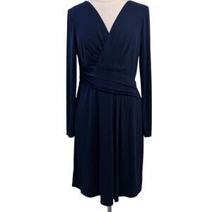 LAUREN RALPH LAUREN Long Sleeve Jersey Knit Navy Dress 10